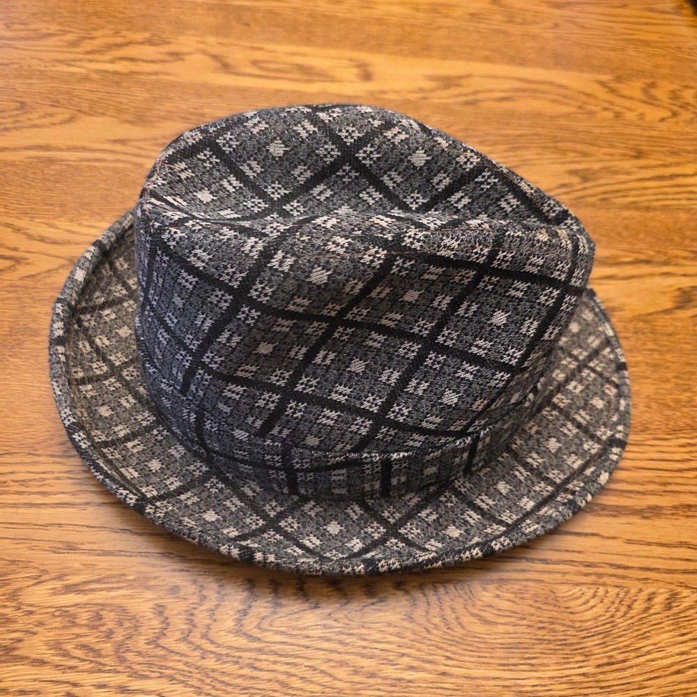 Vintage Stevens Mens 6‎ 3/4 Plaid Fedora Hat Paisley Lined Dress Tweed Plaid